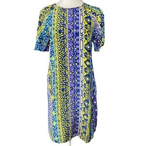 Alice & Trixie Dress Womens Small Silk Geometric Print‎ Short Sleeve NYC Boho